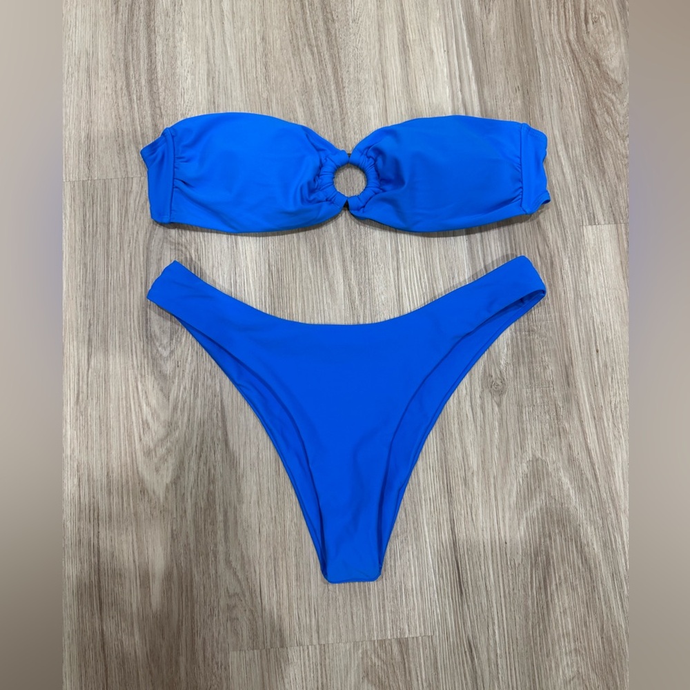 Zaful Blue Bandeau Bikini Set Size Medium Cheeky Bottoms 💙